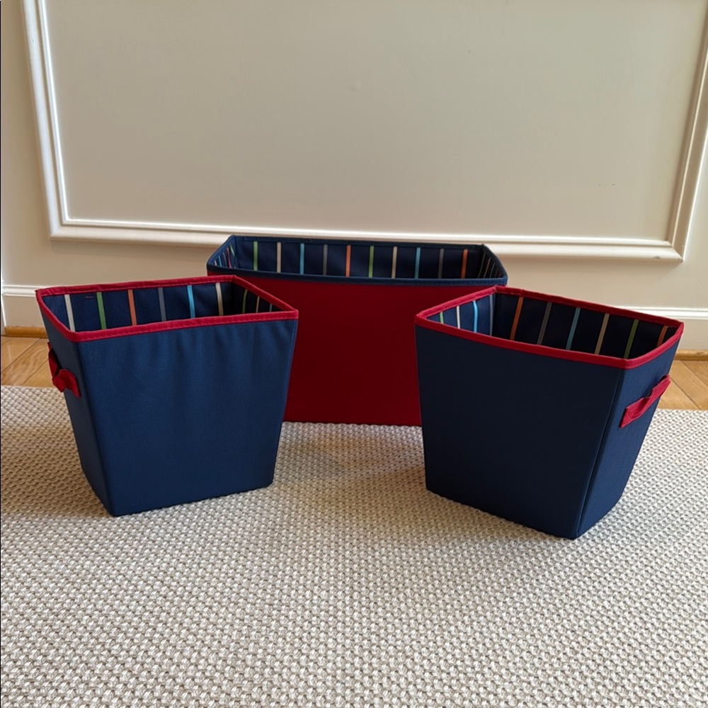 Navy and Red Storage Bins